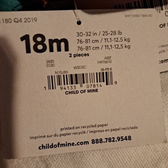 Child if Mine by Carters 18 months NEW - Picture 4 of 8